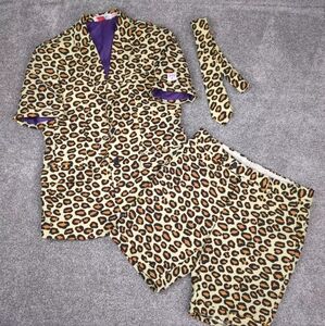 OppoSuits Blazer Shorts Men 38 Leopard Print Suit Neck Tie Gay Flamboyant Party